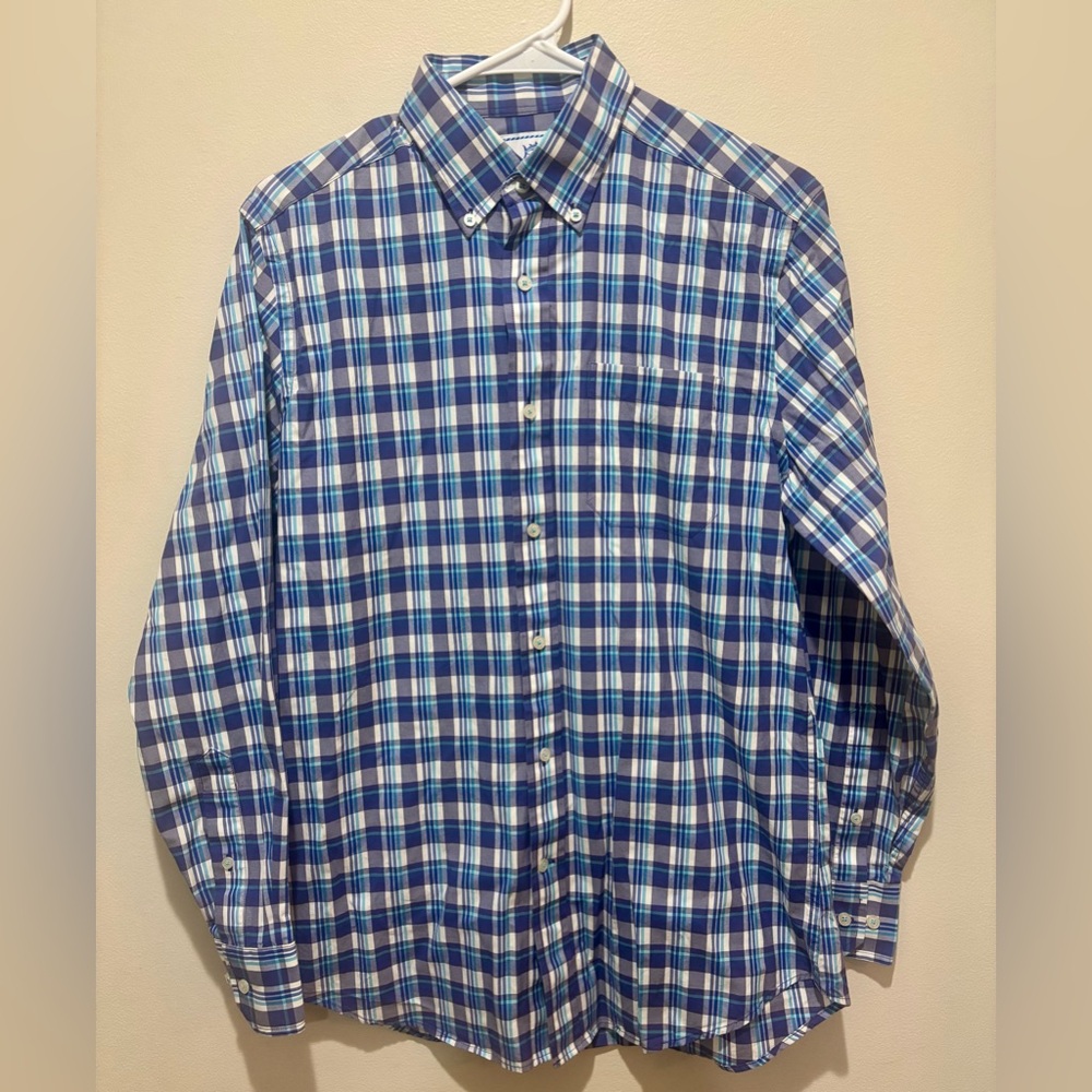 Southern Tide Coastal Plaid Classic Fit Shirt Preppy Easter Beach Nautical Blue